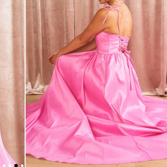 NEW Show Me Your Mumu Juliet Lace Up Corset Maxi Dress in Pink Taffeta size XL - Picture 5 of 10